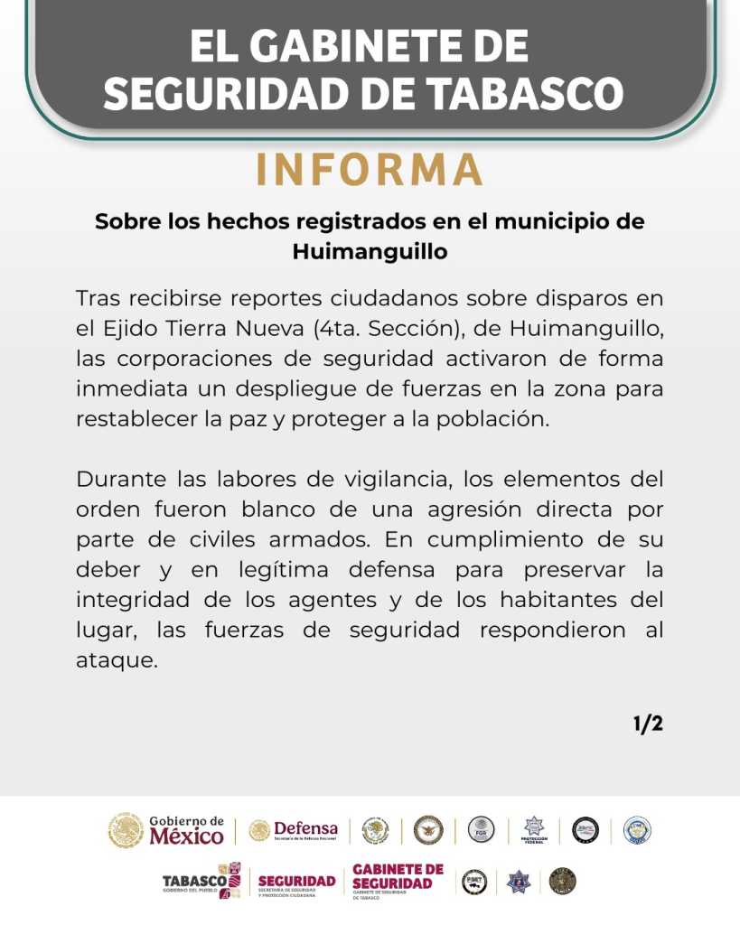 Sobre los hechos registrados en el municipio de Huimanguillo ...